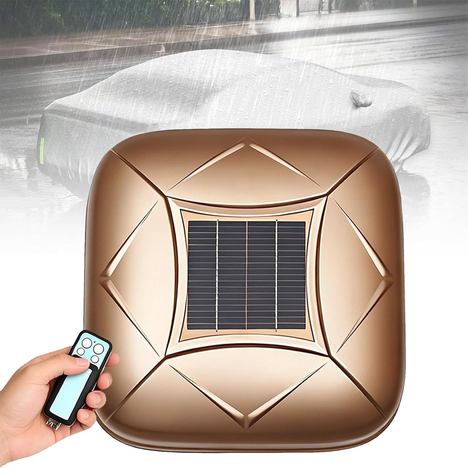 AETEREOS Solar Charging Smart Car Cover, Remote Control Automatic Full Exterior Covers, Quick 10s Open, Anti-Theft Alarm, Waterproof and Sunproof for Sedan SUV MPV Gold-YXXL