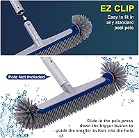 Vista 6 de POOLAZA Cepillo de piscina de 360 grados, cabezal de cepillo de piscina resistente de 17.5 pulgadas para piscinas enterradas/piscinas sobre