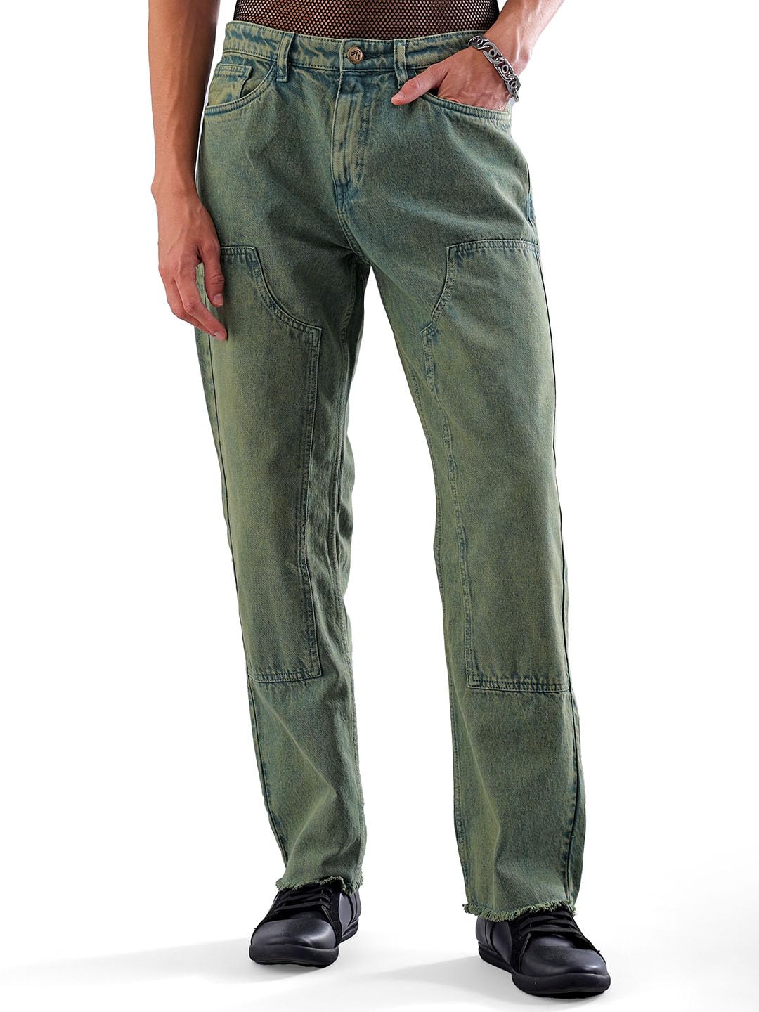 Men Mid Rise Relaxed Straight Fit Patched Mid-Rise Jeans-image-47
