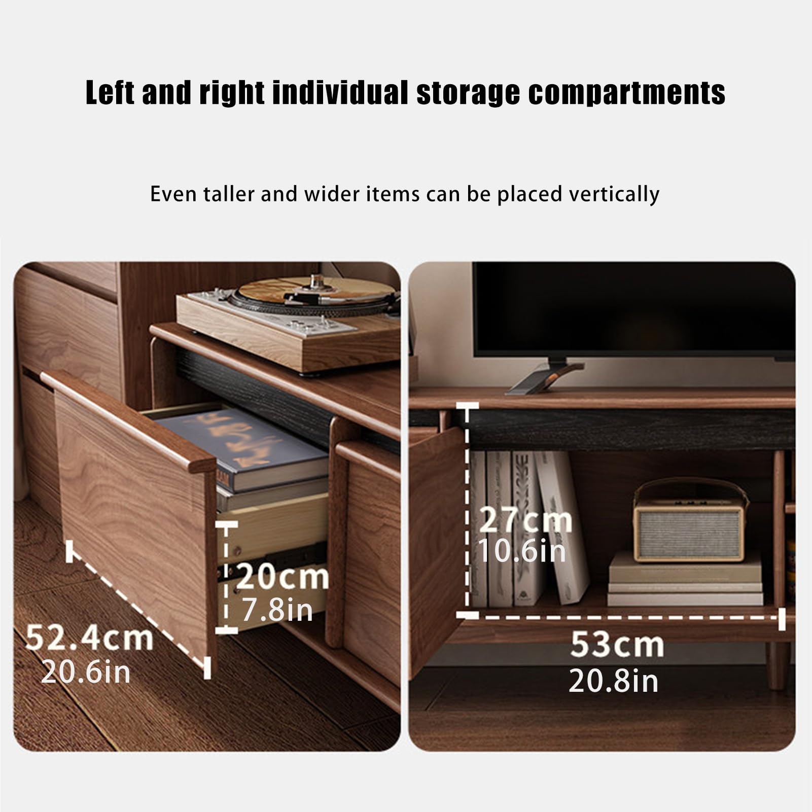 Mid Century Media-Konsolentisch Mit 4-türigen Kabelmanagement | Entertainment-Center, Wohnzimmer-Konsolentisch mit Stauraum, Wohnzimmer-TV-Ständer Retro-Massivholz(200CM/78.7IN)
