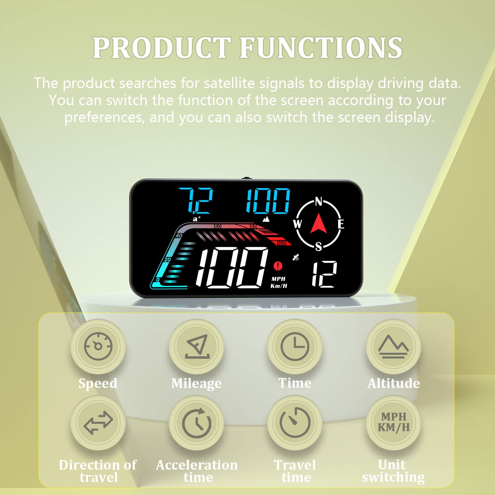 AD Head Up Display Proiettore per parabrezza M22 GPS per auto HUD Tachimetro GPS digale universale Km/h Proiezione LCD sulla velocà dell'auto in vetro  34