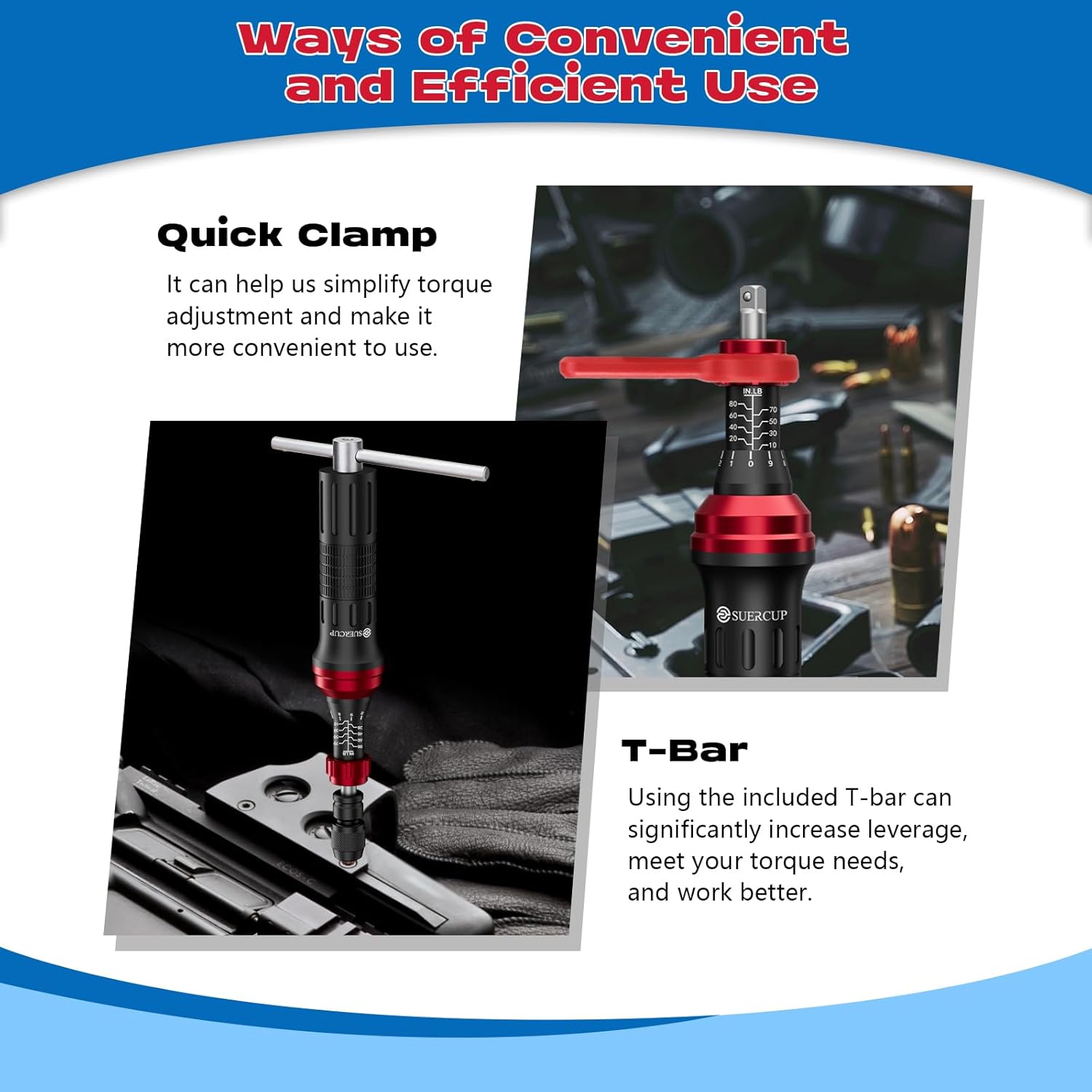 1/4" 10-80In.lb Torque Screwdriver 36 PCS Set with T-bar, Hex, Torx, and Phillips S2 Bits,Torque Wrench Screwdriver for Scope and Car, Bike Mounting and Home DIY