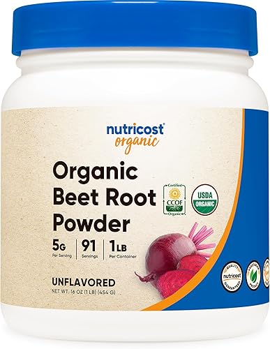 Nutricost Polvo de raíz de remolacha orgánica de 1 libra, superalimento, certificado USDA orgánico