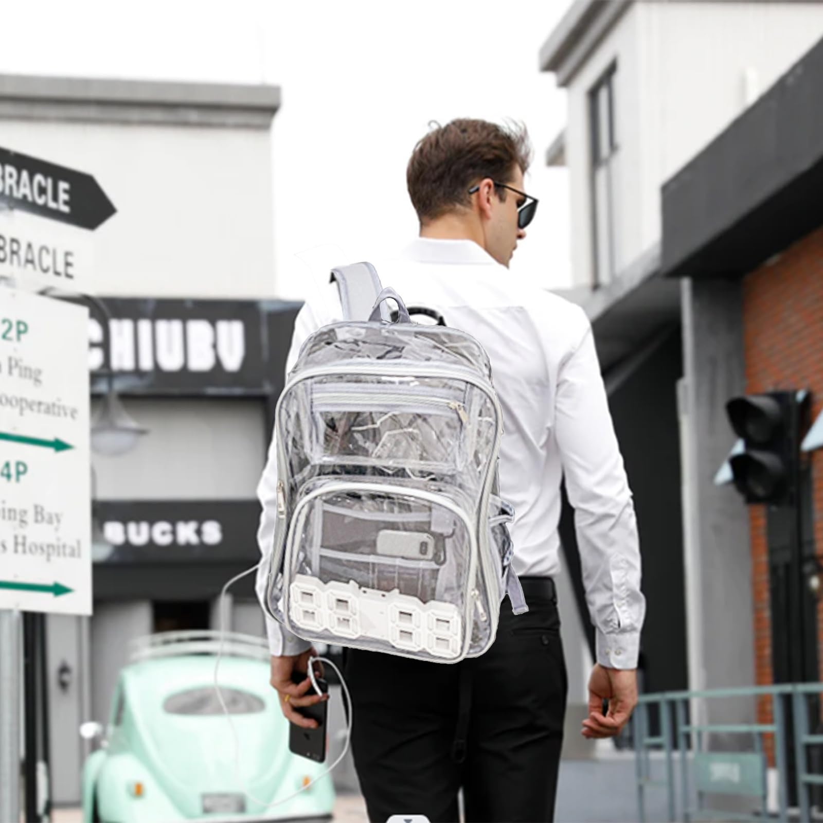 Birity Zaino trasparente pesante,Grande PVC vedere attraverso la borsa del libro,Zaino trasparente per adolescenti e adulti