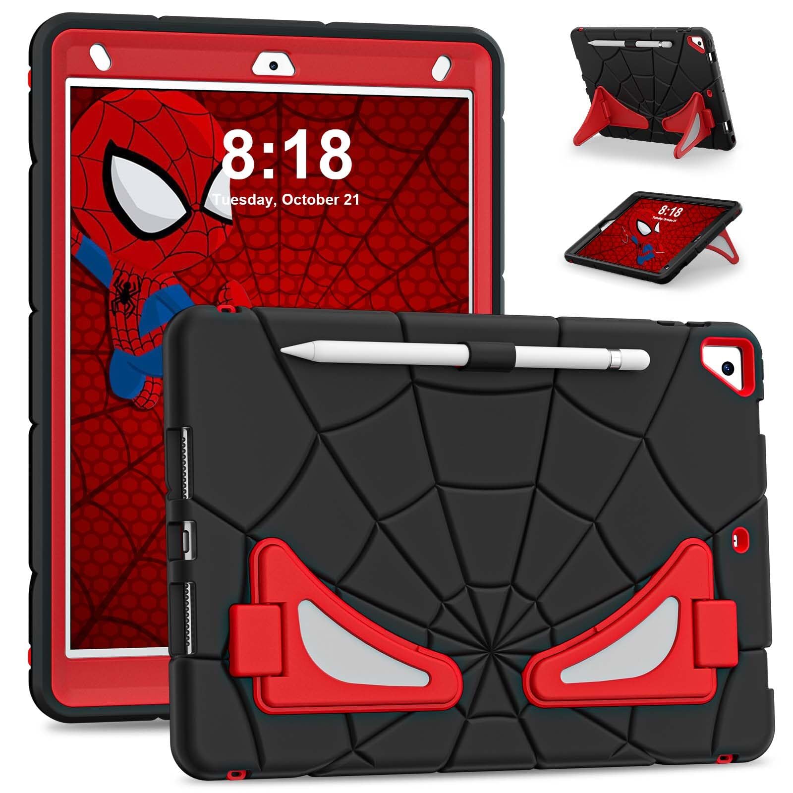 AKABEILA Étui pour tablette Apple iPad 10.2 9{^>e<^} 2021 8{^>e<^} 2020 7{^>e<^} 2019, coque de protection légère et résistante aux chocs avec béquille porte-stylo pour enfants, garçons, bébés