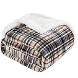 Touchat Sherpa Plaid Throw Blanket, 60