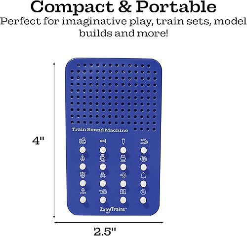 Miniatura 3 de Train Noisemaker con 16 sonidos, silbatos de tren, bocinas, conductores y ruidos del motor, tablero de sonido electrónico portátil con temática de