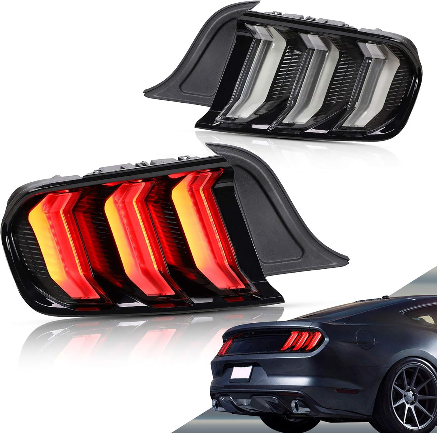 VLAND Full LED Tail Lights for Mustang GT 20152020 Rear Lights, Turn
