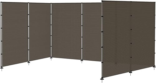 Coarbor Valla de privacidad marrón para exteriores 6 x 24 pies de pantalla de privacidad con pernos, postes de barrera para perros, valla de