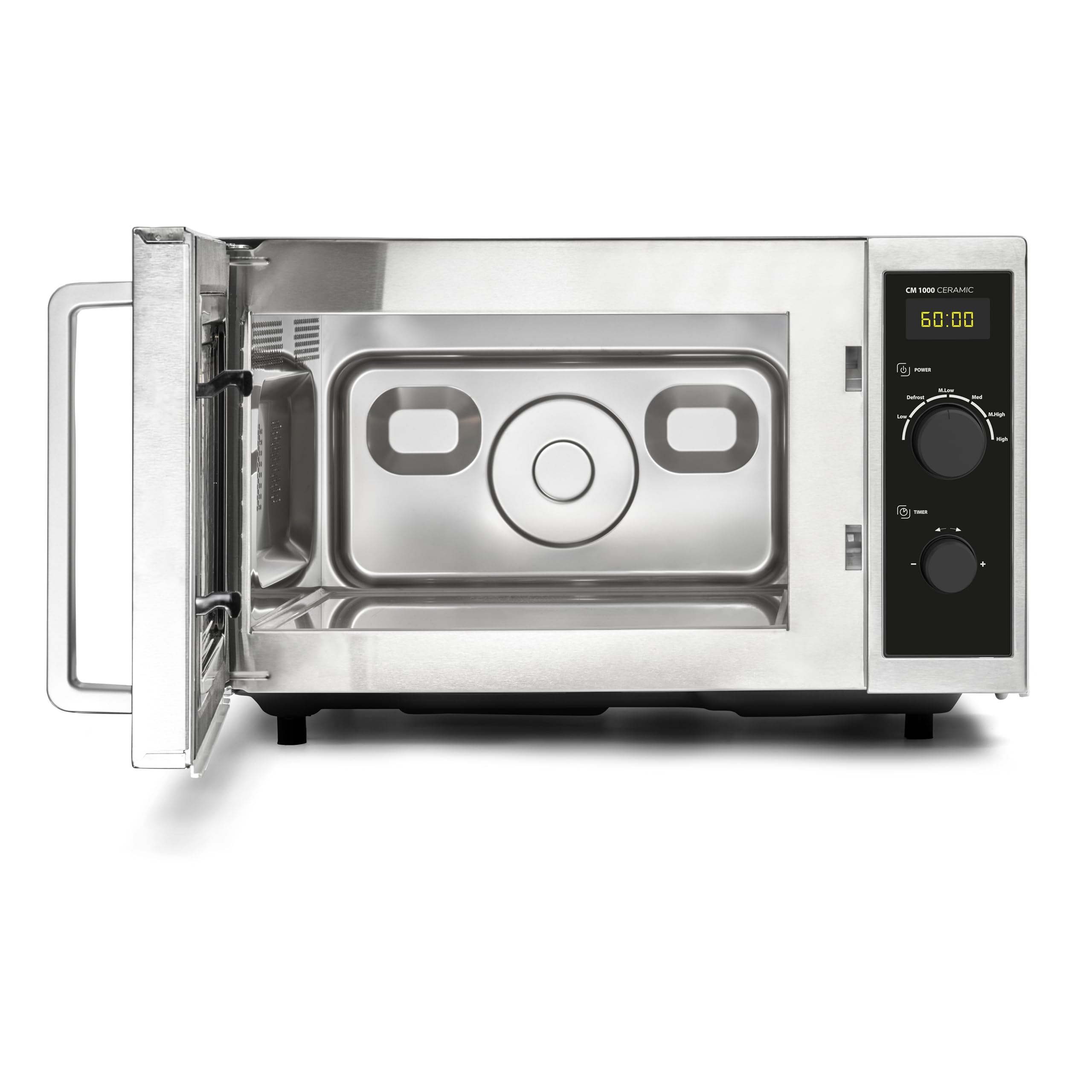 CASO CM1000 Ceramic, Gewerbe- Mikrowelle, 25 L, 1000 Watt, Timer | für professionelle Gastronomie, 6 Leistungsstufen, Casotek Boden, Timer bis 60 Min