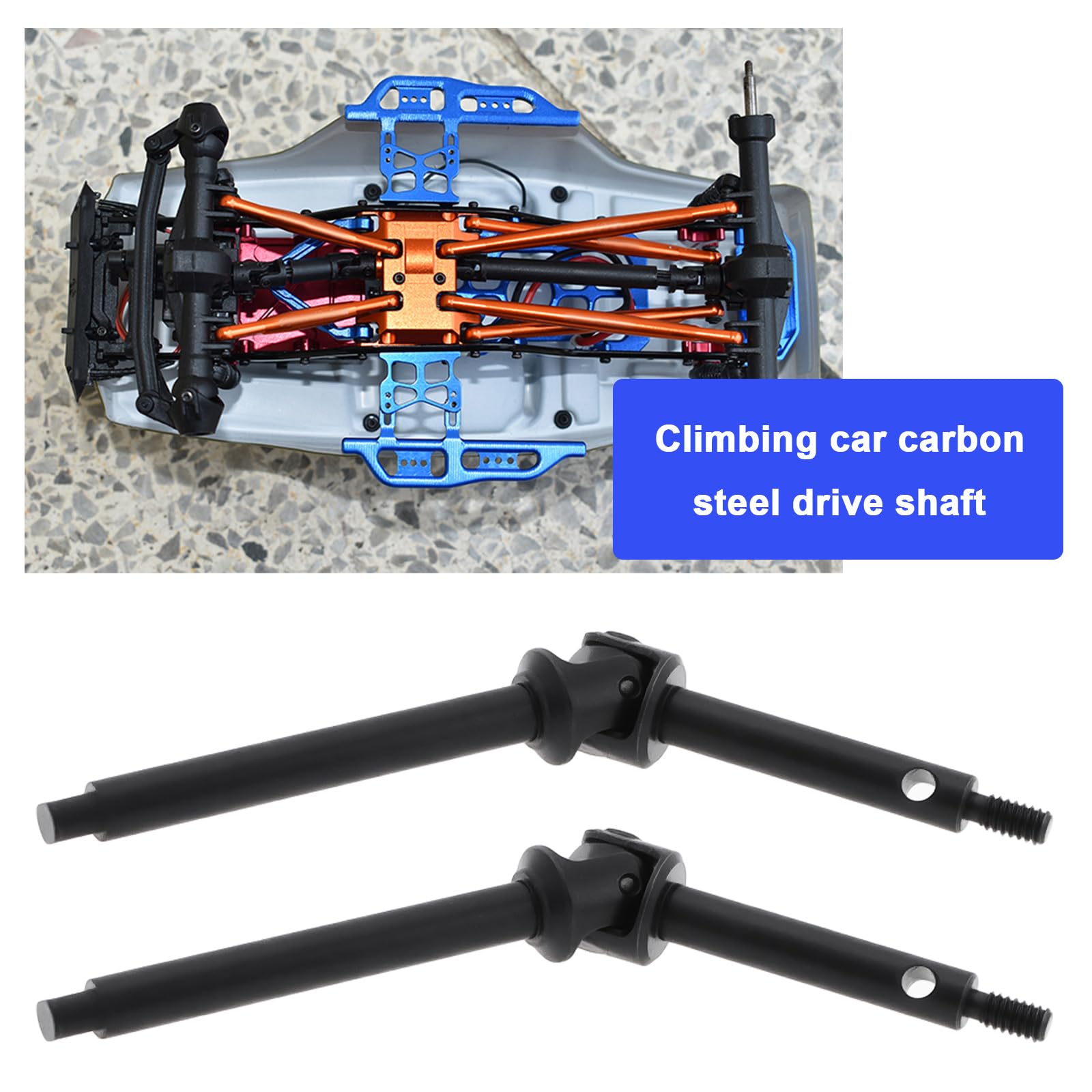 Briny River 1 Set RC Carbon Steel Front Axle Shaft Steering CVD Set Extended Universal Joint Modification Accessories Compatible with 1/24 Axial Scx24 - Image 2