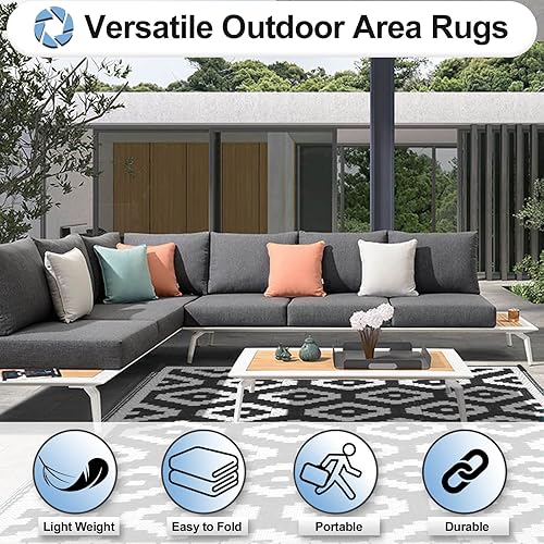 Miniatura 4 de OutdoorLines Alfombras reversibles para exteriores de 6 x 9 pies, alfombra de plástico exterior, resistente a las manchas y a los rayos UV,