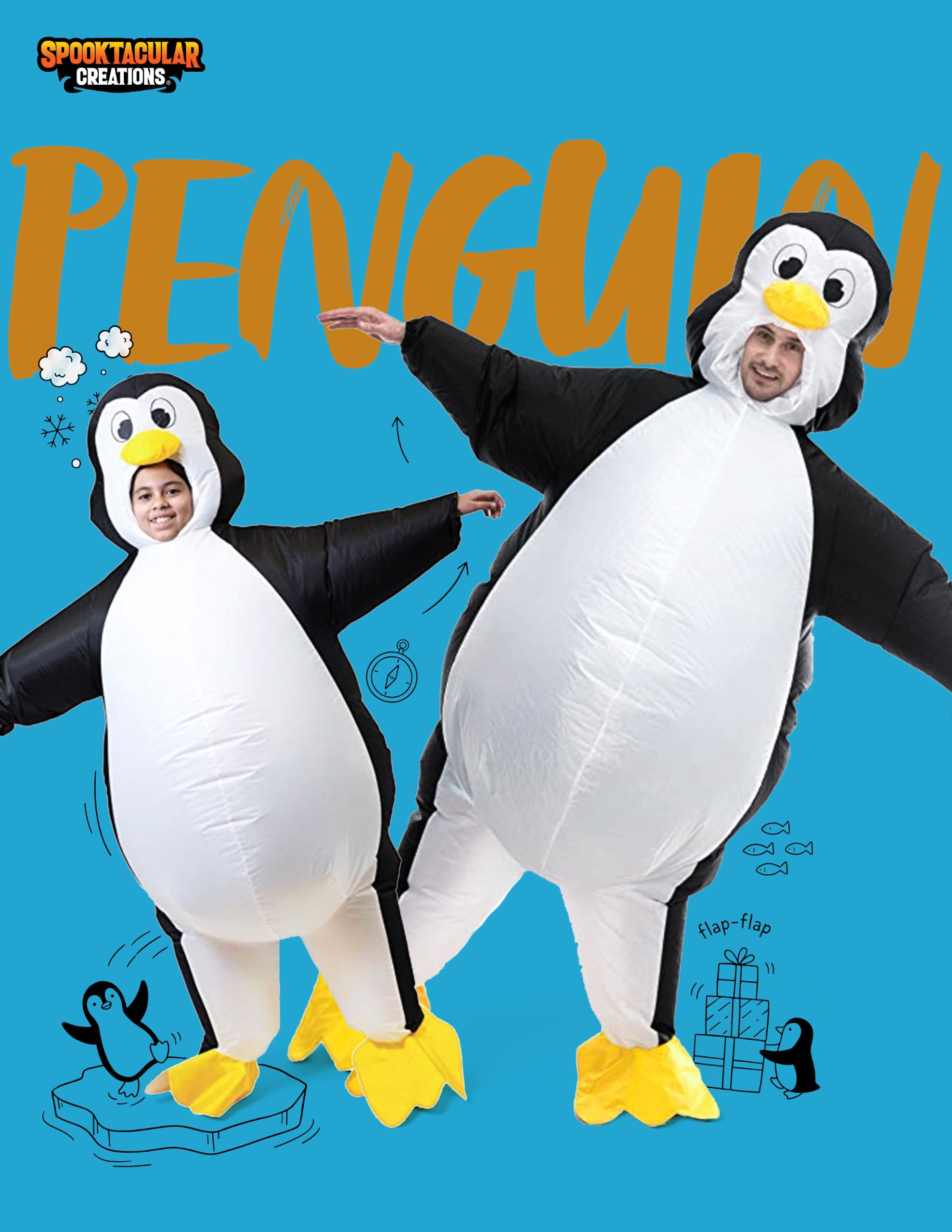 Spooktacular Creations Disfraz inflable de pingüino para Halloween, traje de cuerpo completo para fiestas temáticas de cosplay de adultos