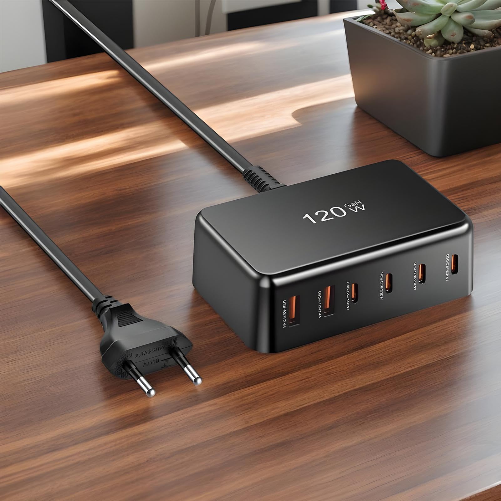 Caricabatterie rapido | Caricabatterie multiporta per telefono | Attrezzatura di ricarica rapida 120 W 6 porte per laptop, smartphone e dispositivo mobile in aereo, , hotel e