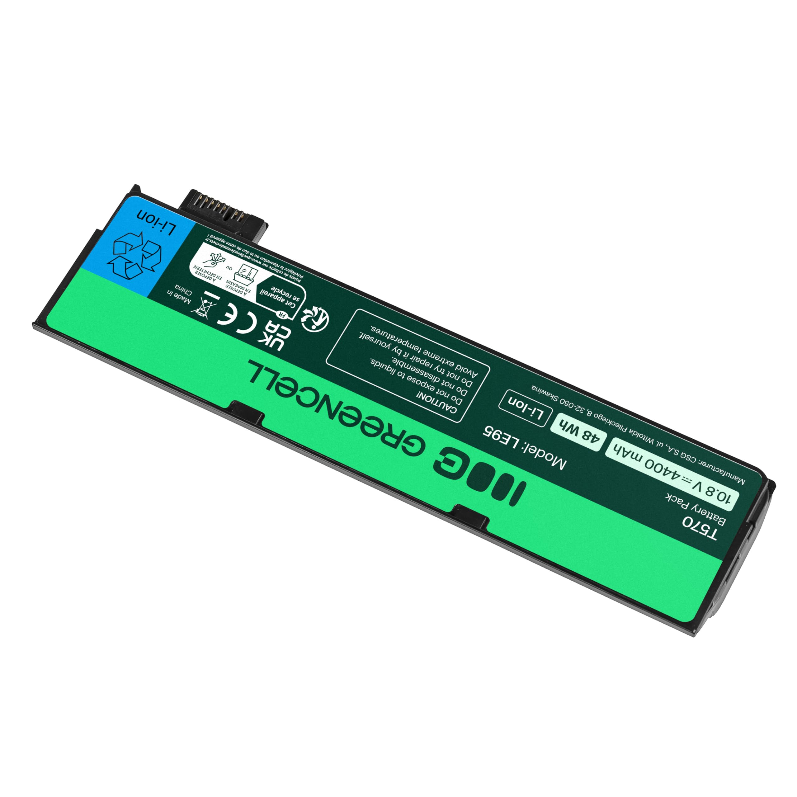 Green Cell 01AV424 SB10K97584 SB10K97585 SB10K97597 4X50M08810 4X50M08812 Laptop Akku für Lenovo ThinkPad T470 T570 A475 P51S T25 (6 Zellen, 4400mAh, 10.8-11.1 V, Farbe Schwarz)
