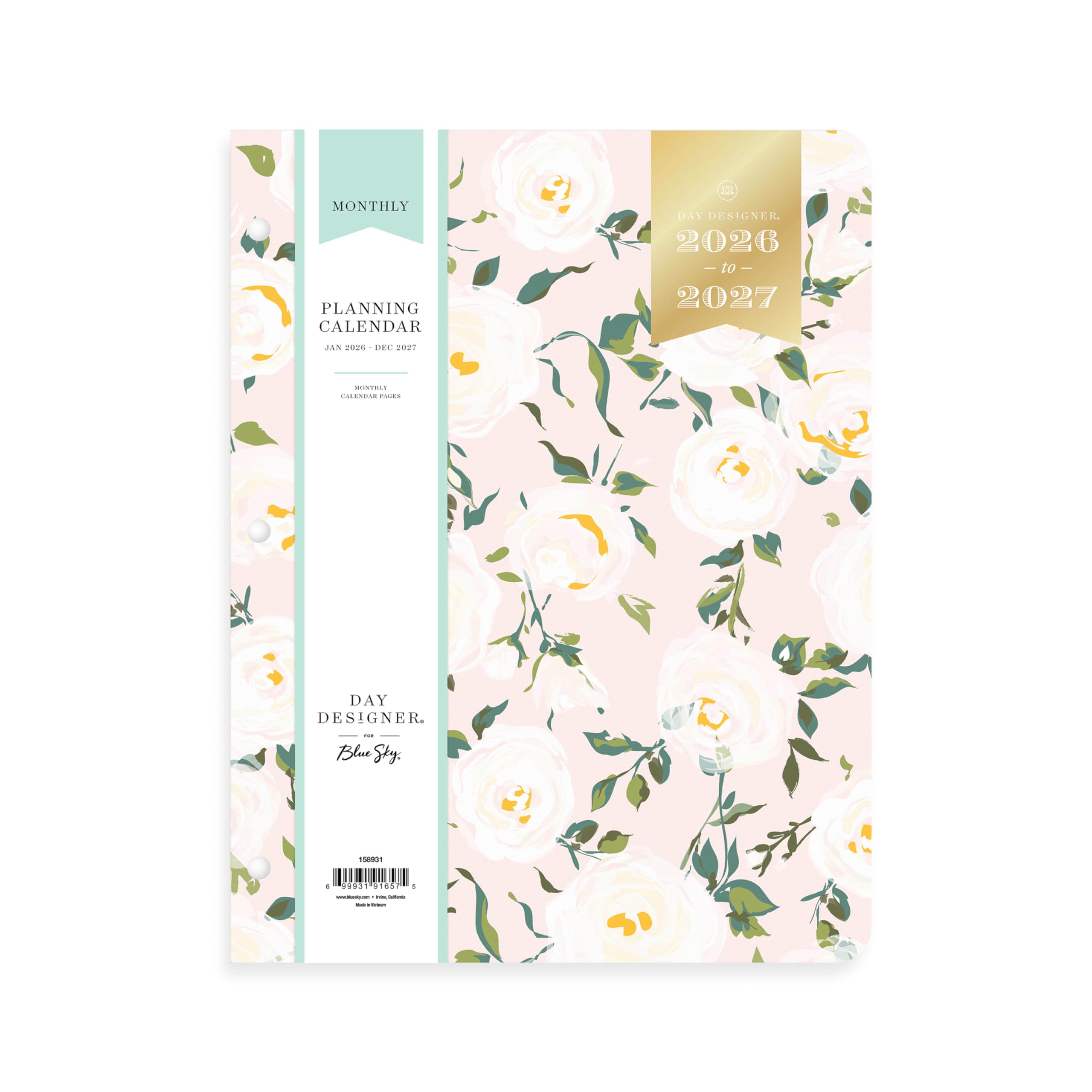 Blue Sky Day Designer 24 Month 2026 Monthly Planner Calendar, January 2026 - December 2027, 8.5" x 11", Flexible Cover, Stapled Binding, Coming Up Roses