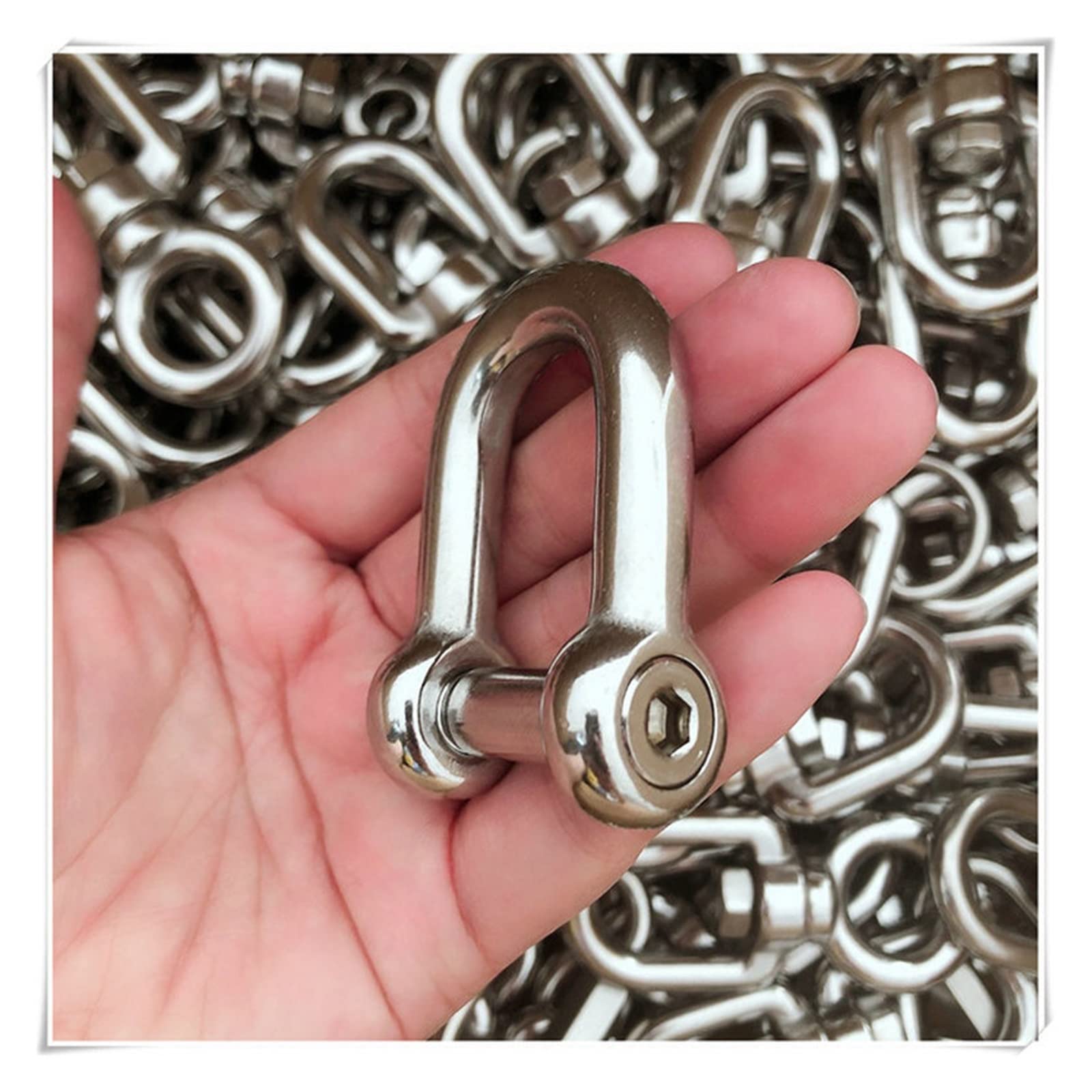 Schäkel, Edelstahlschäkel, kleiner Schäkel, hochfester Edelstahl 304 M5-M20 Sechskant-Ankerschäkel mit versenktem Stift und Dee-Typ(M12 5PCS)
