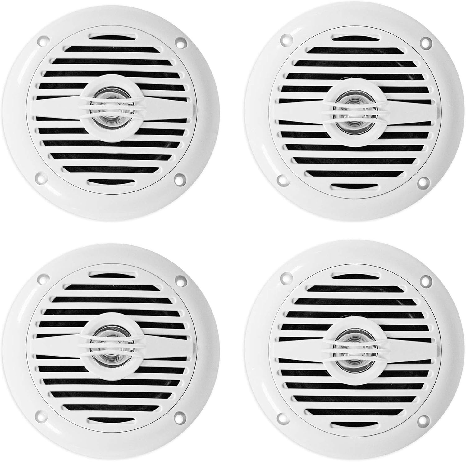 Rockville MS40W 4" 200W Peak/50W RMS Marine Boat Speakers, 4 Ohm, IP56 Waterproof, Anti-UV ABS Build, Mylar Tweeter, Compact for Boats and Outdoor Use, 4-Piece