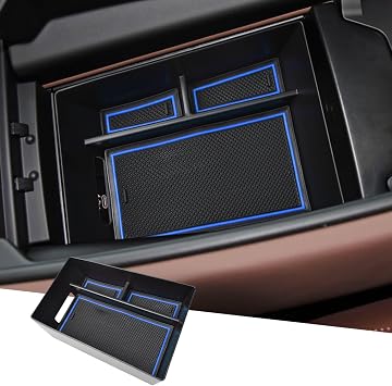 Center Console Organizer Compatible with BMW X5 G05/ X7 G07 2019-2024 2025 2026, X6 G06 2020-2026 Accessories, Armrest Storage Box Middle Console Insert Tray Secondary Compartment, Blue Mat