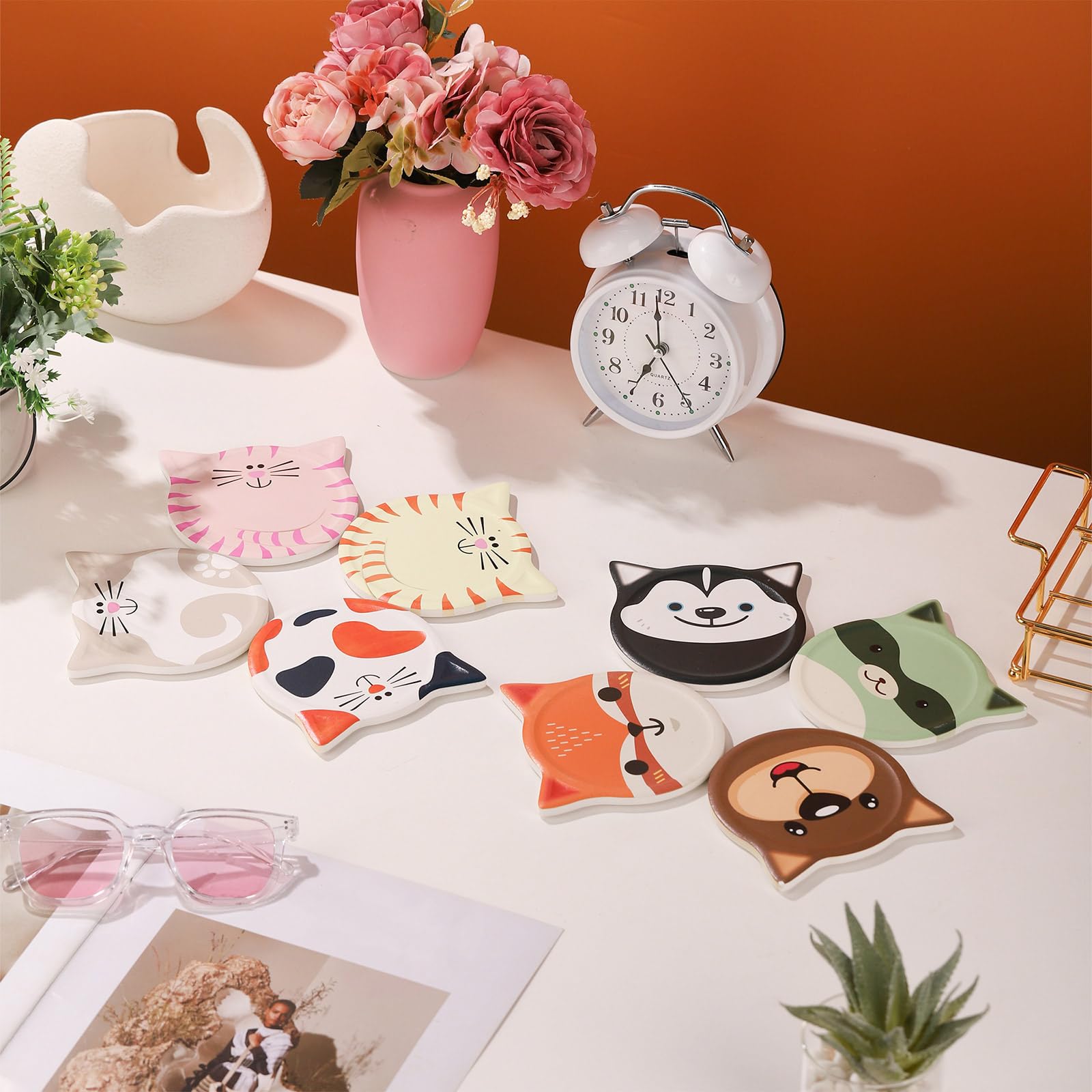 Set Of 4 Cat Coasters – Non-Slip PVC Cup Mats For Hot & Cold Drinks-624797