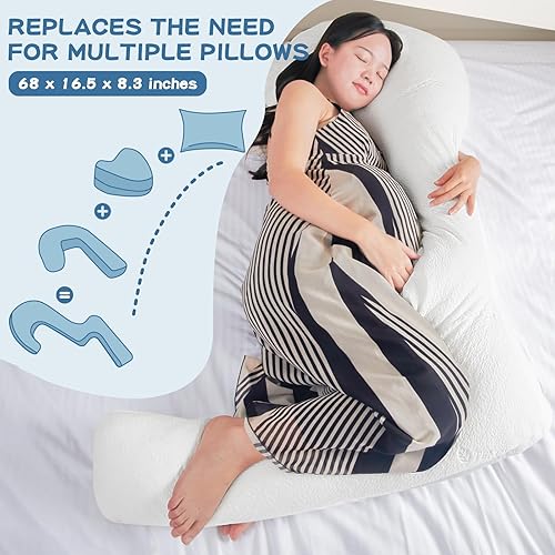 Miniatura 3 de SAHEYER Almohada corporal de cisne con funda, almohada corporal de 68 pulgadas de largo, almohada corporal de espuma viscoelástica, almohada de