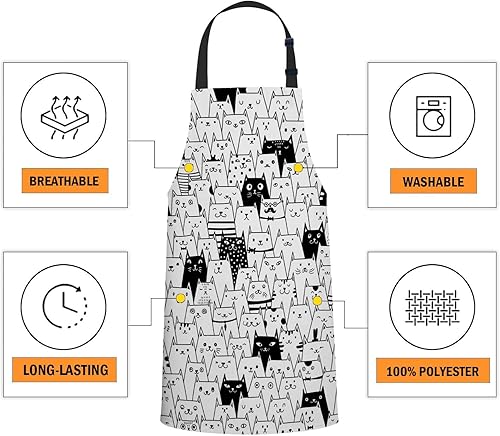Miniatura 4 de oFloral Delantal para cocina casera 010, cute cats