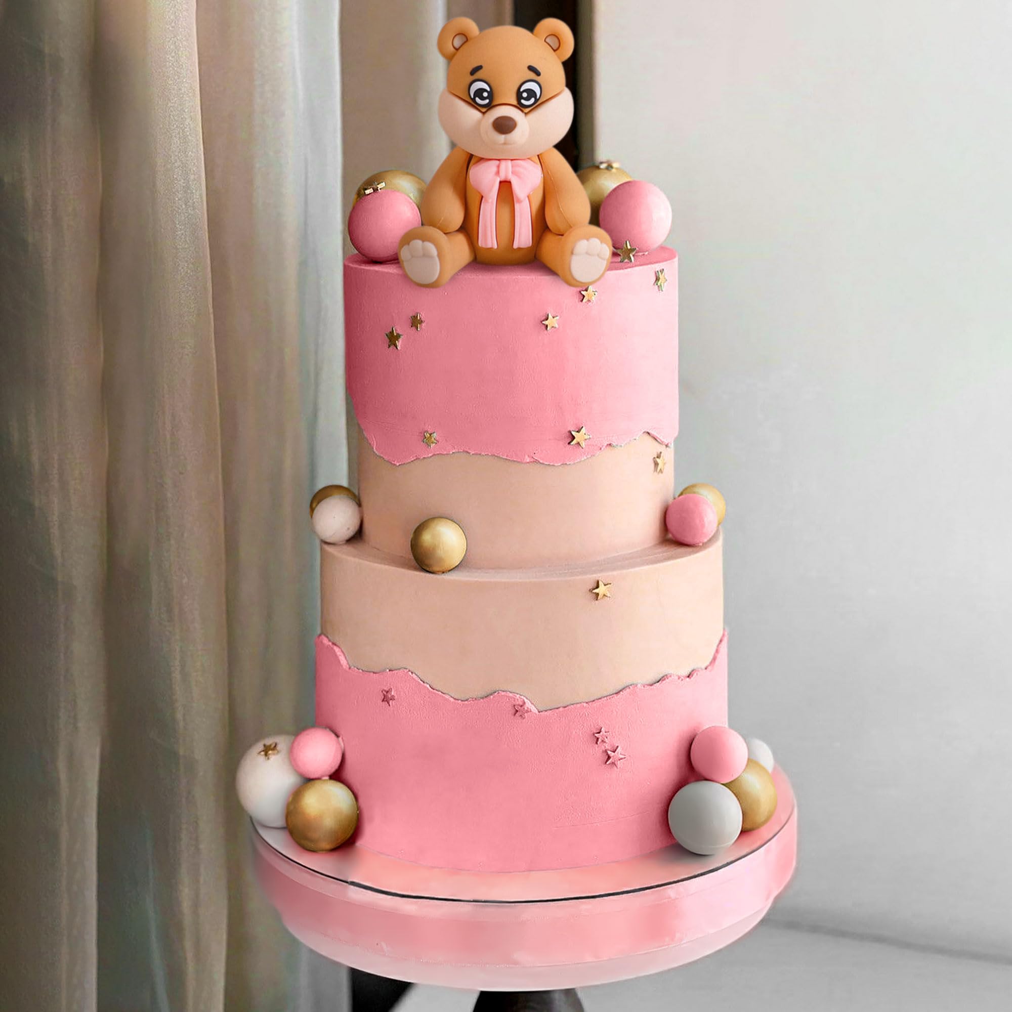 Roaring Good Time Miś dekoracja tortu dekoracja tortu na chrzest dziewczynka 1 rok, różowa, dekoracja tortu, miś, dekoracja ciasta, na wesele, baby shower, urodziny, imprezę