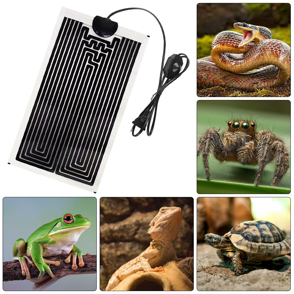 Tapis Chauffant Reptile, 14W Tapis Chauffant Terrarium Réglable avec Contrôle De La Température, Tapis Chauffant pour Terrarium pour Reptiles, Tortue, Serpents, Lézard, Gecko (28 * 15cm)