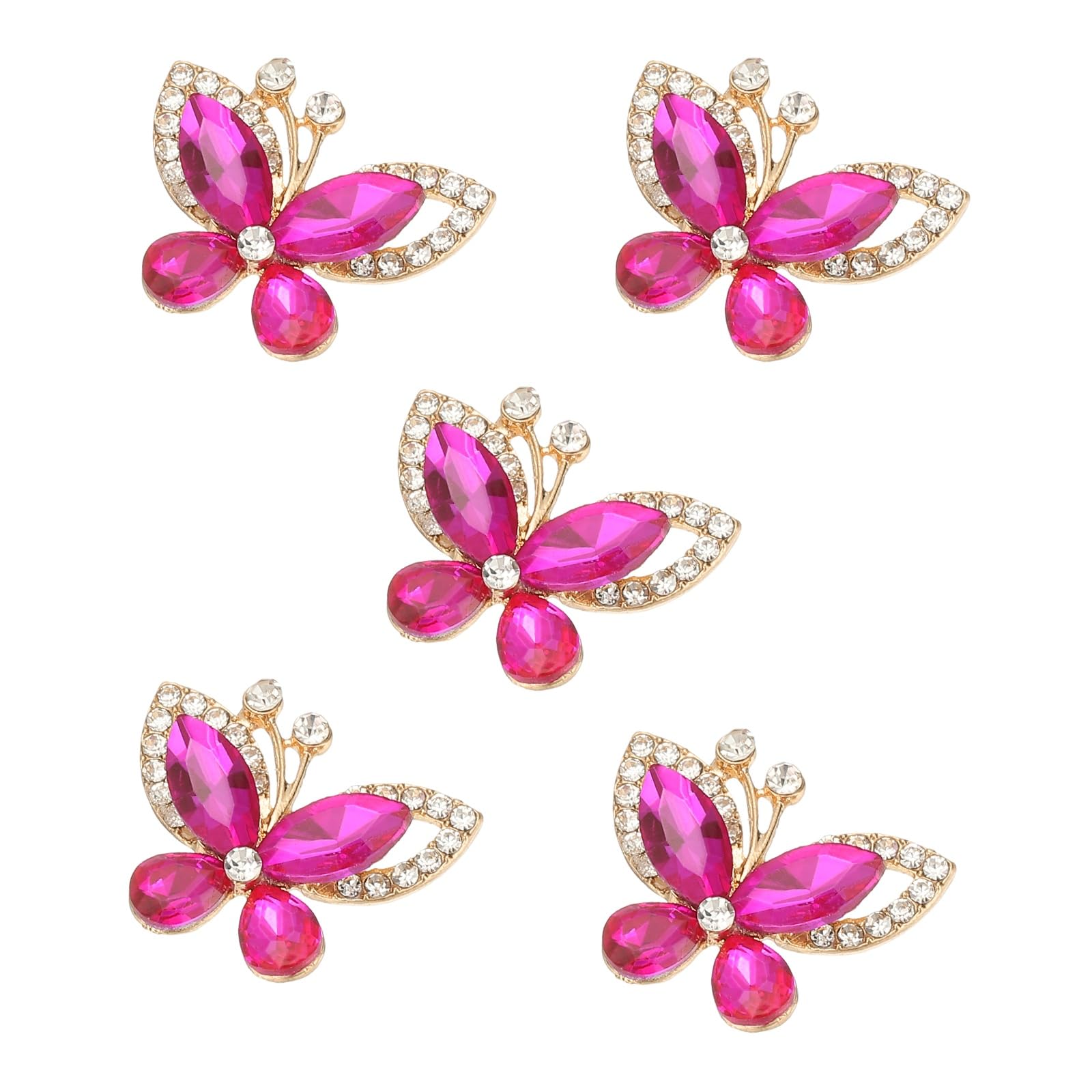 PATIKIL 5 Pcs Butterfly Rhinestone, Crystal Butterflies for Crafts Flatback Charms Rhinestone Embellishments for Clothing Jewelry Making Women DIY Decoration, Rose Red