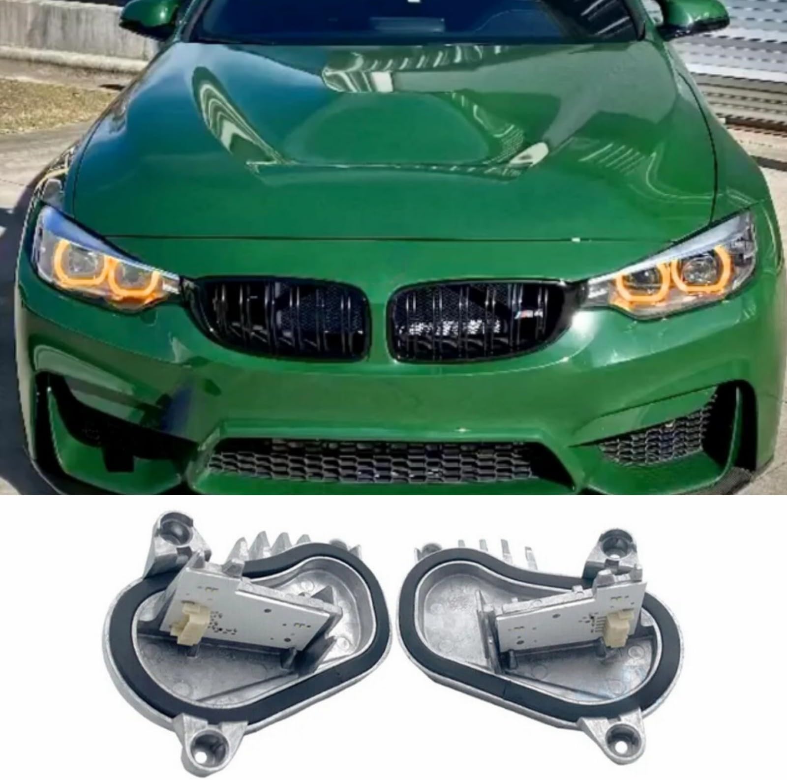 2Pcs DRL Angel Eyes LED Modules Set Compatible with 2018 2019 2020 M3 F80 F82 F32 F34 F36 F83 M4 LCI 420i 430i 440i Non-adaptive LED Headlight Daytime Running Light, DRL Modules, Amber