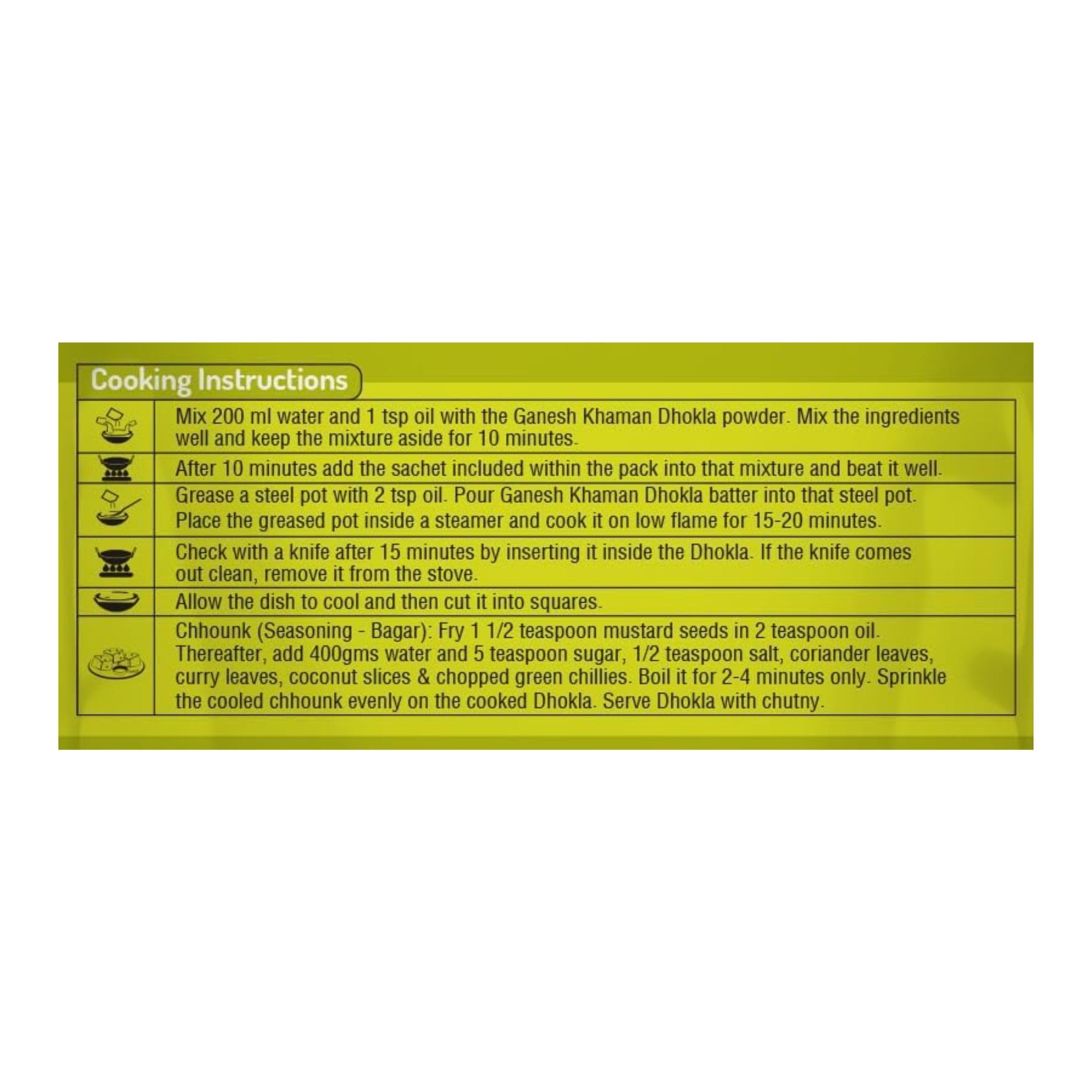 Ganesh khaman dhokla 200 gram (pack of 5) mix instant breakfast mix quick breakfast instant ready to cook mix pure veg indian snack mix - Image 2 thumbnail
