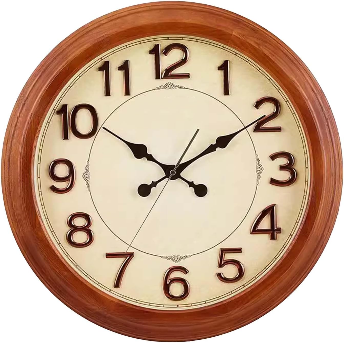 Walnut Brown Clock Vintage Desk Clock Battery Mantel Clocks Wood Wall Clocks for Living Room, Office, Home Decor（20 in）