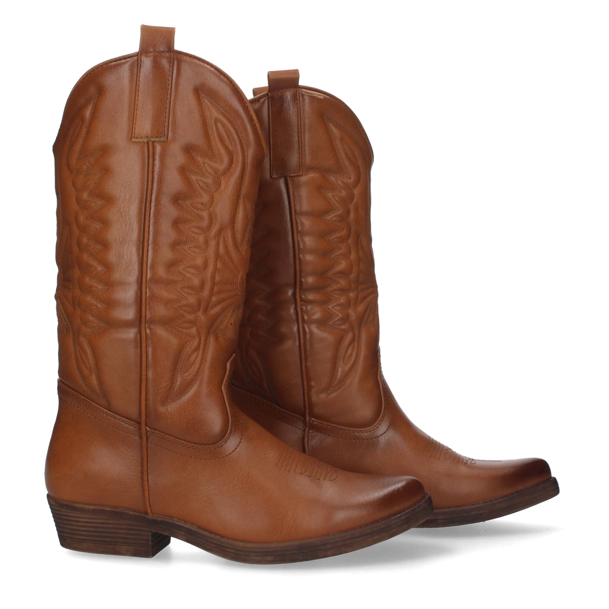 shoes&blues.es Bota de Tacon para Mujer, Comodos, con Bordado, Estilo Cowboy