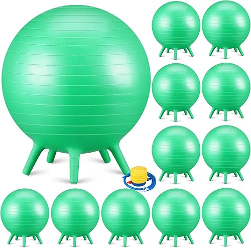 Glimin Paquete de 12 sillas de pelota con pies, silla de bola de yoga, pelota de ejercicio, asiento flexible para niños sensoriales, niños, aula,