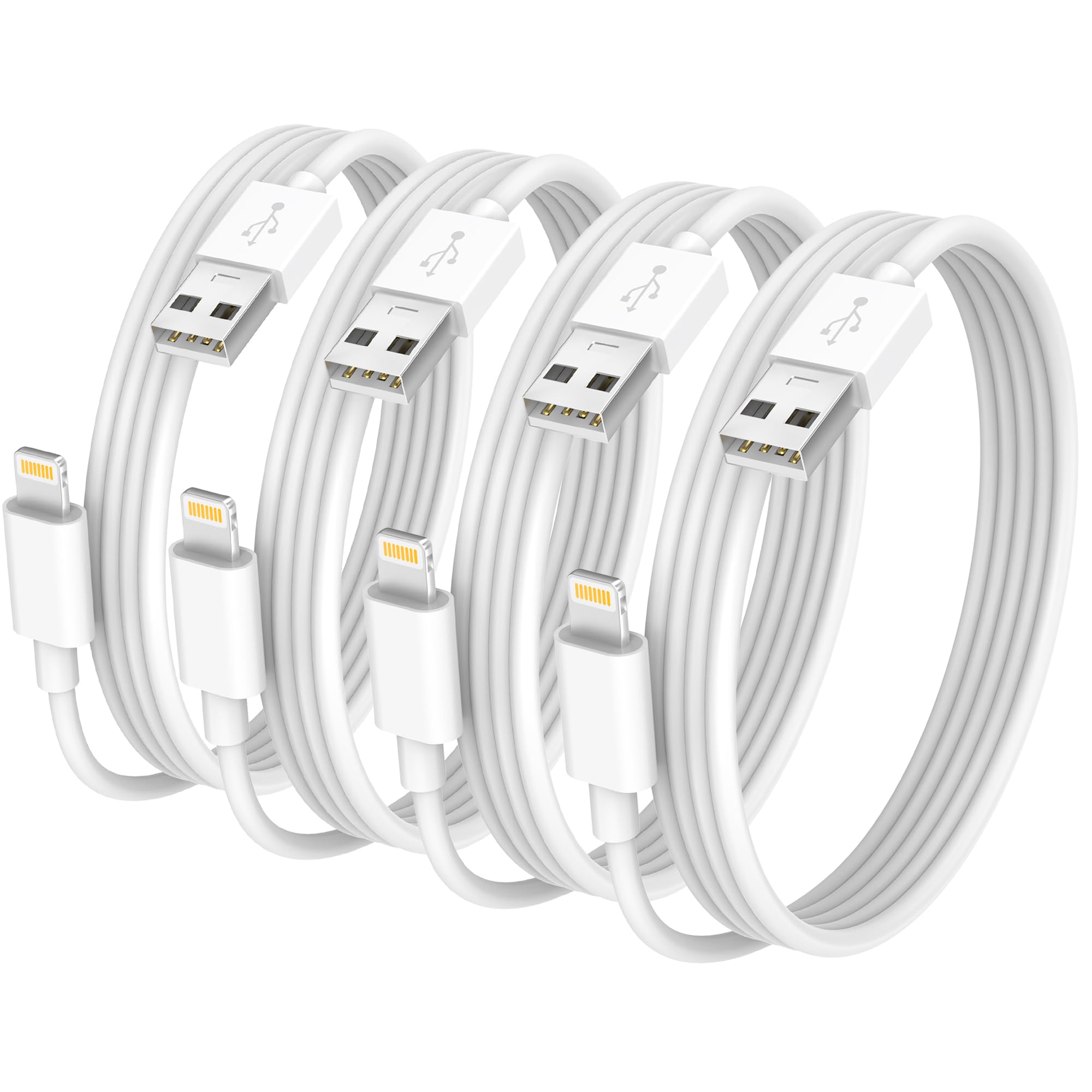 DCNETWORKiPhone Charger 4pack 3.3FT,Lightning Cable 2.4A Fast Charging High Speed Data Sync USB Cable Compatible iPhone 14 13/12/11 Pro Max/XS MAX/XR/XS/X/8/7/Plus/6S