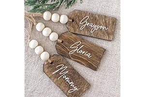 Beaded Wooden Name Tag - Personalized Christmas Stocking Tags