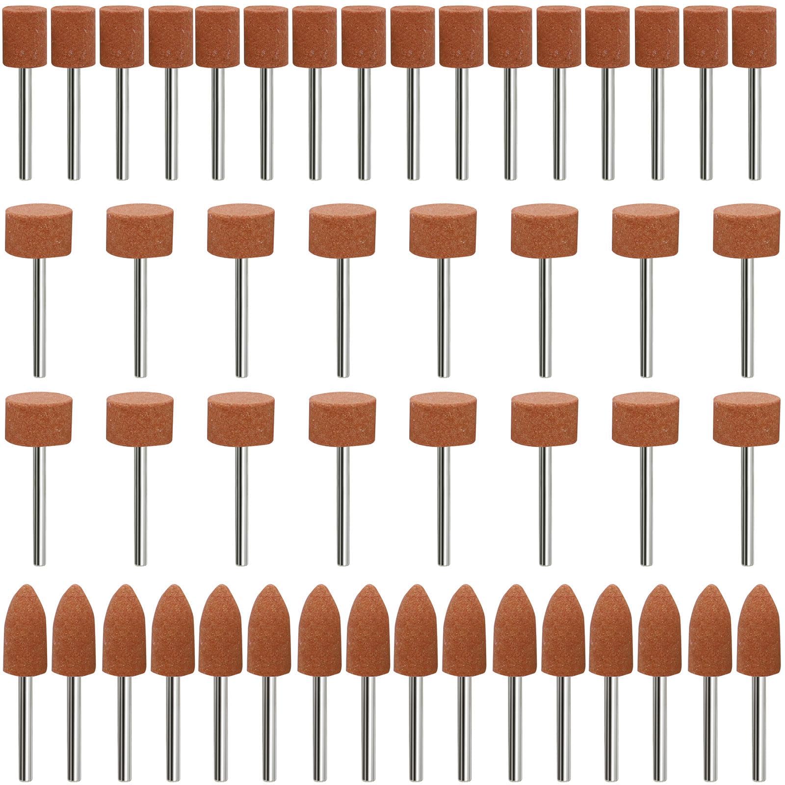 Set di 48 punte abrasive in corindone per Dremel, fusto da 1/8" per levigatura, lucidatura, sbavatura, da utilizzare su pietre preziose, vetro, metallo e legno