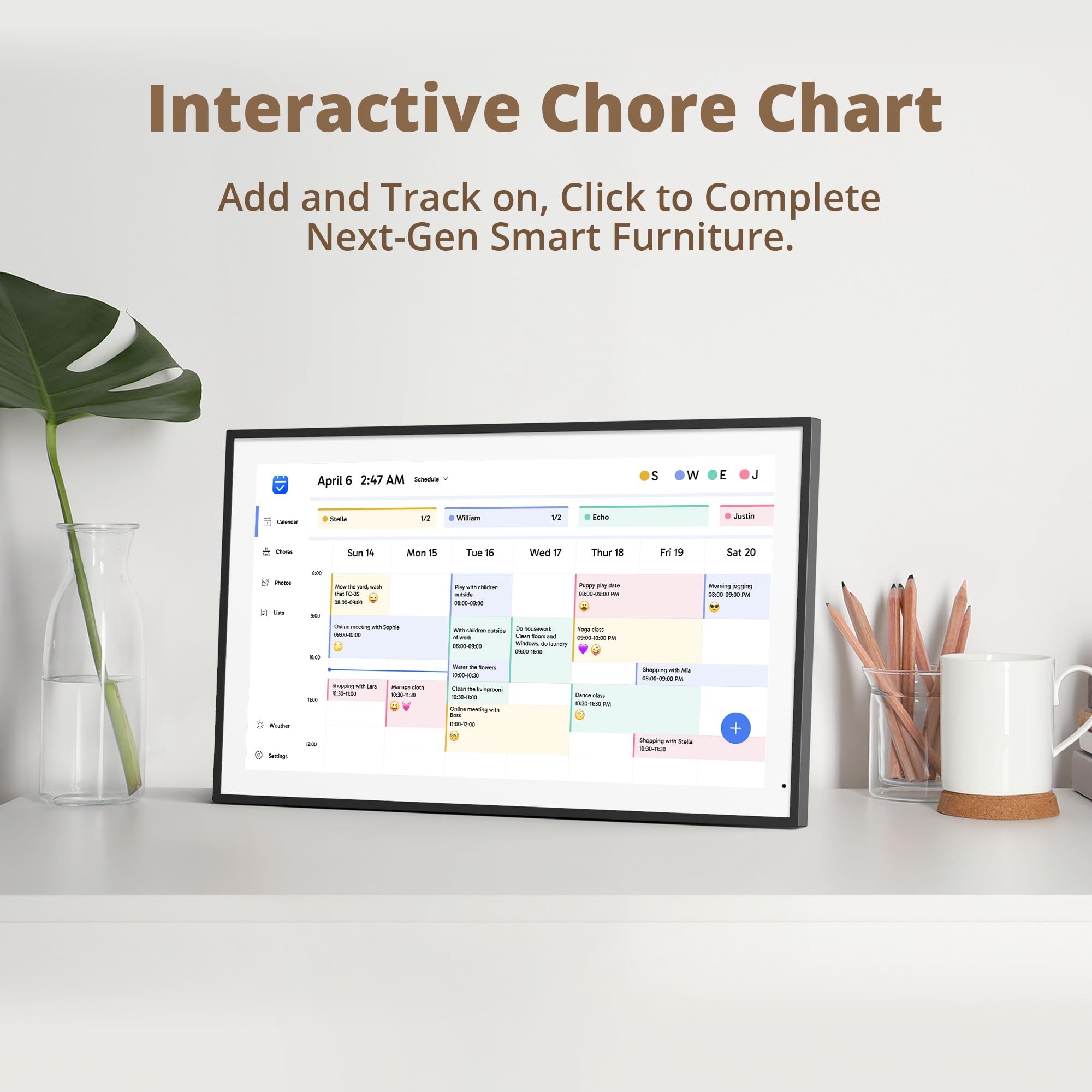 Dragon Touch Calendrier Numérique de 21,5" - Calendrier Mural Électronique 1920x1080 FHD, Calendrier de Bureau Écran Tactile avec Mémoire de 32 Go, Planificateur Familial Intelligent, TM21 Noir