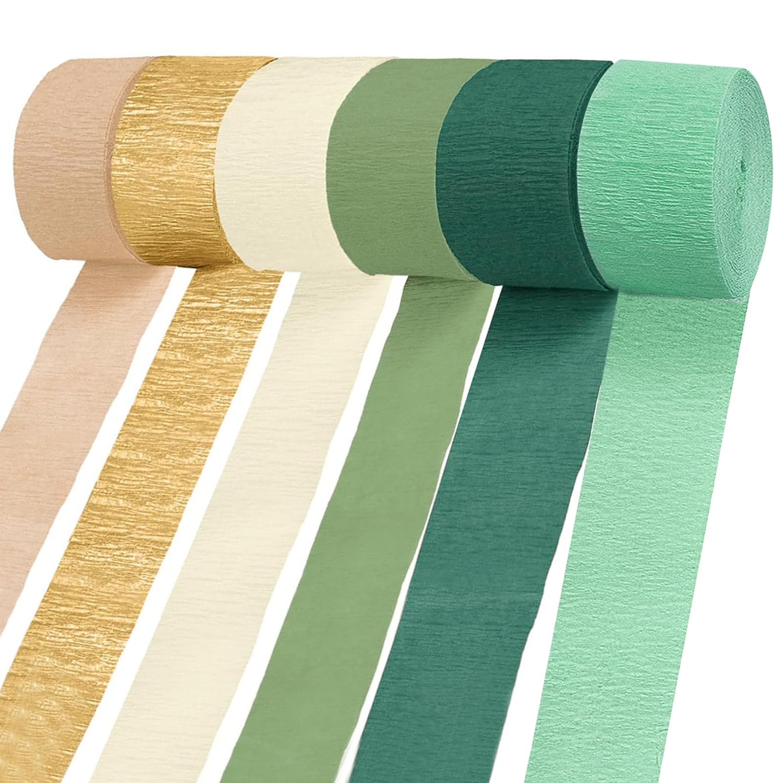 Green Crepe Paper Streamer Rolls, 6 Roll Crepe Paper Party Streamers Decorations Sage Green for Wedding Party Bridal Shower Birthday Engagement