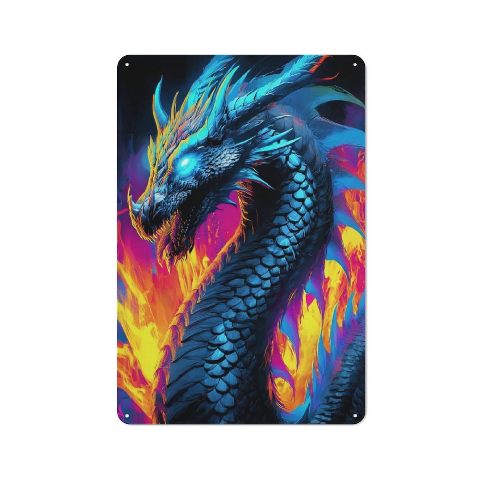 Colorful Dragon Artwork -2 Metal Tin Sign for Pet Owners, Birthday, Christmas Or Housewarming Gift, 30x20cm