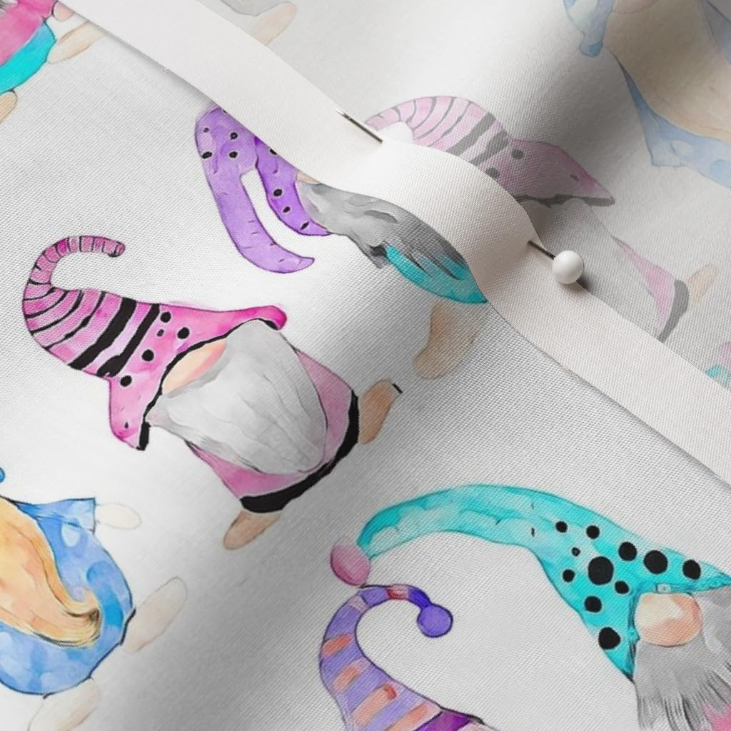 Spoonflower Fabric - Pastel Gnomes Gnome Watercolor Cute Hats Printed on Cotton Poplin Fabric by The Yard - Sewing Shirting Quilting Dresses Apparel Crafts