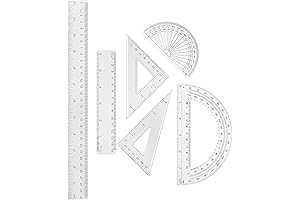 Tenare 18-piece Plastic Ruler Math Set for Students and Professionals