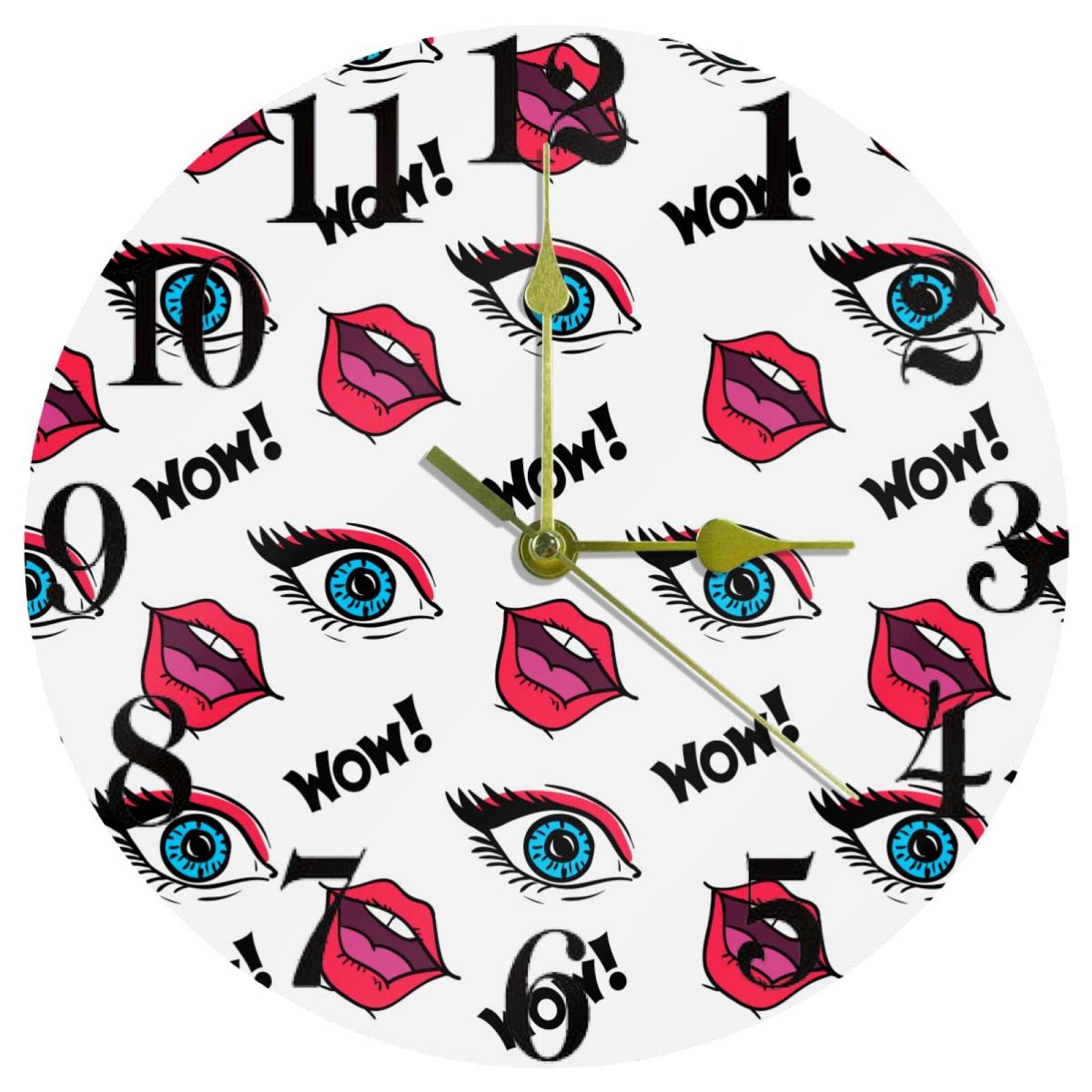 Horloge murale amusante à quartz avec motif œil rouge de 25,4 cm pour la cuisine