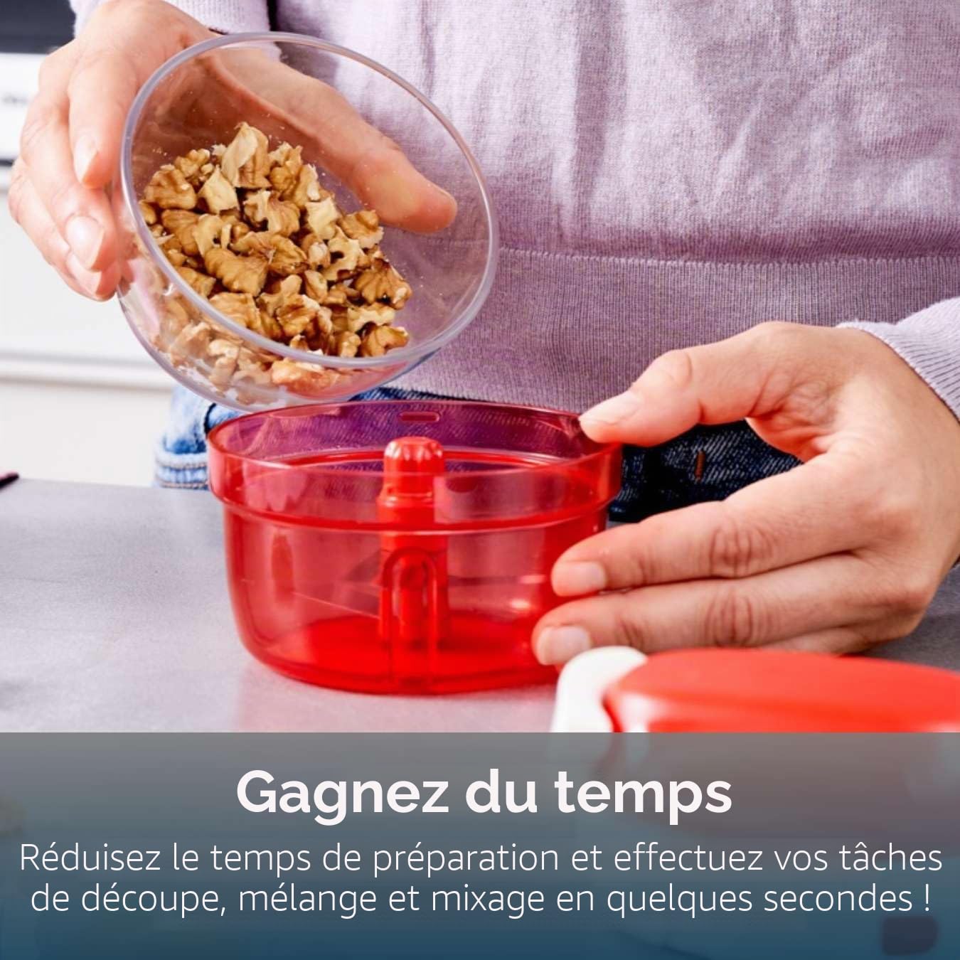 Tupperware SuperSonic Hachoir Mini, capacité de 300 ml, robot de cuisine manuel – ustensile de cuisine pour hacher les herbes, noix, ail, légumes