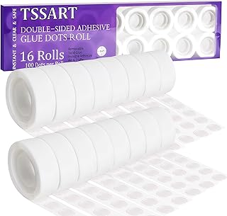 1600 Pcs Double Sided Adhesive Dots Roll - Clear Sticky Dots Balloon Glue Removable Adhesive Point Tape, 16 Rolls Double Sided Dots Stickers for Craft and Party Decoration