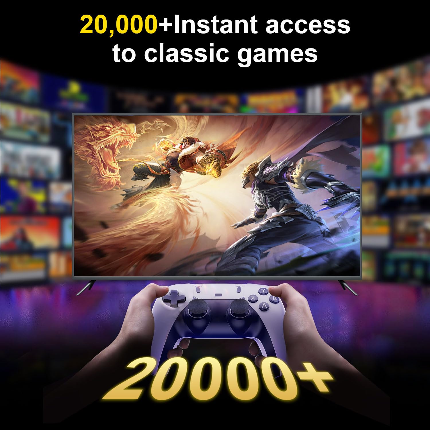 M15 Wireless Retro Gaming Console Upgrade Retro Game Stick with 23 Emulators, Plug & Play Video Games with Built in 64GB 20,000+ Games, Gamestick 4K HDMI Output for TV with 2.4G Wireless Controllers