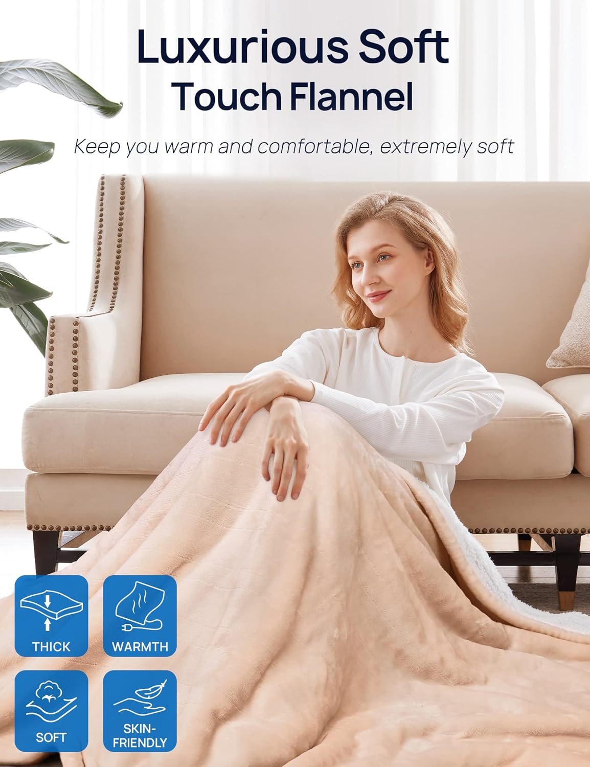 review Westinghouse Electric Blanket Heated Throw Blanket with Foot Pocket Ultra Soft and Cozy Flannel to Sherpa, 6 Heating Levels & 2-10 Hours Time Settings, Machine Washable, 50