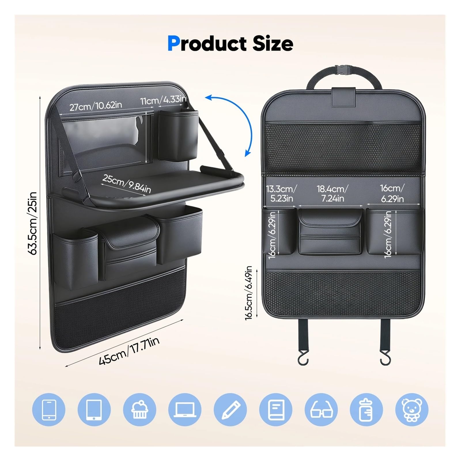 Sedile Per Tappetini Con Tasche Portaoggetti In Pelle PU
