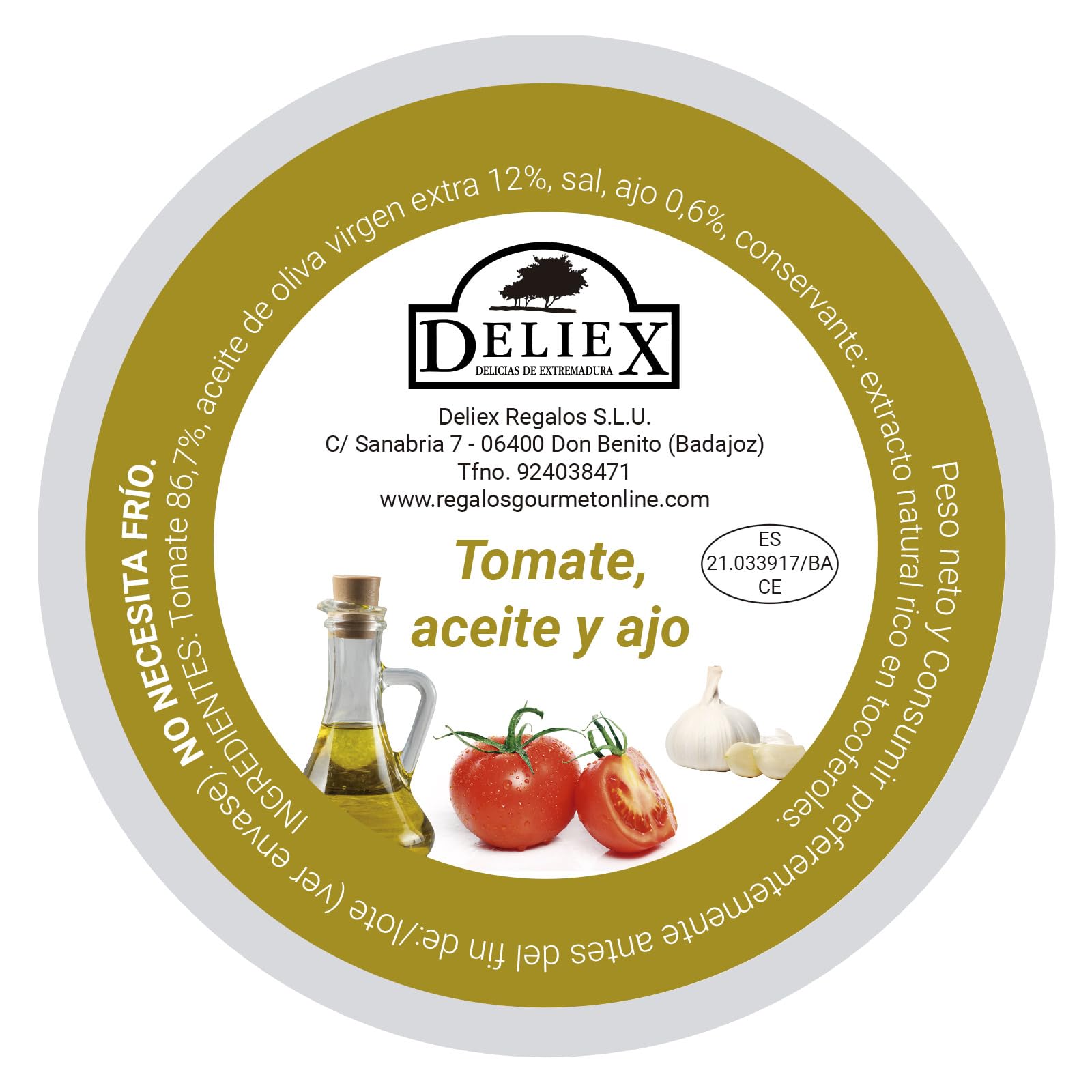 Deliex - Monodosis de Tomate ajo y aceite 90 unidades x 25 gr. Pequeñas porciones de tomate ajo y aceite de oliva virgen extra ya preparado para el trabajo.