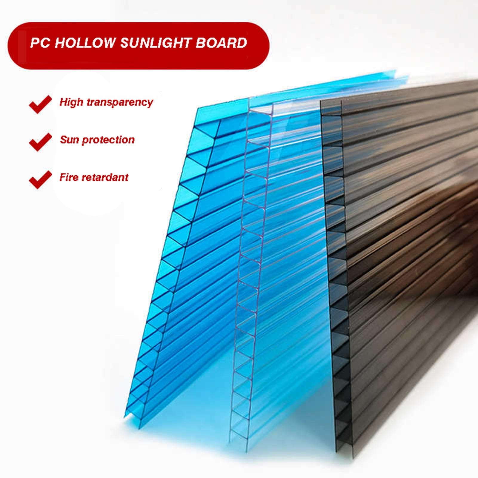 Generisch 12 Stück Polycarbonat-Gewächshausplatten, 0,4/0,6/0,8 mm Fiberglasplatten, für Balkon- und Garagendecken, leicht zu biegen und zu schneiden (Rot, 1,05 x 1 m - 4 mm)